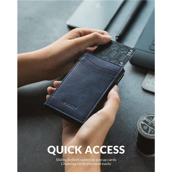 SLIM Leather Wallet RFID Navy - Picture 2 of 6